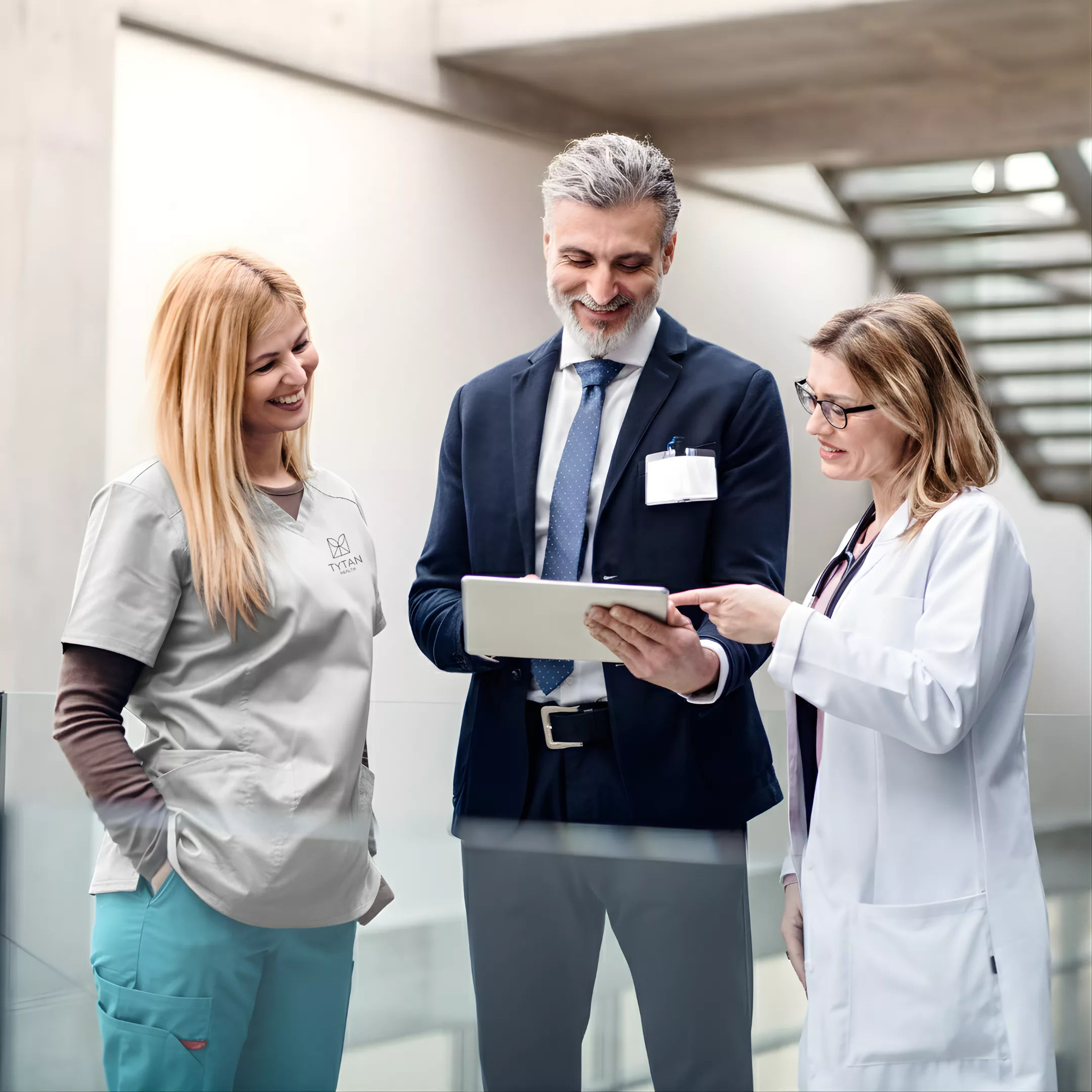 Attorney and patient standing together